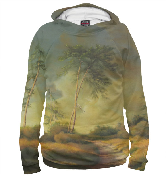 Мужское худи с изображением Природа цвета Белый