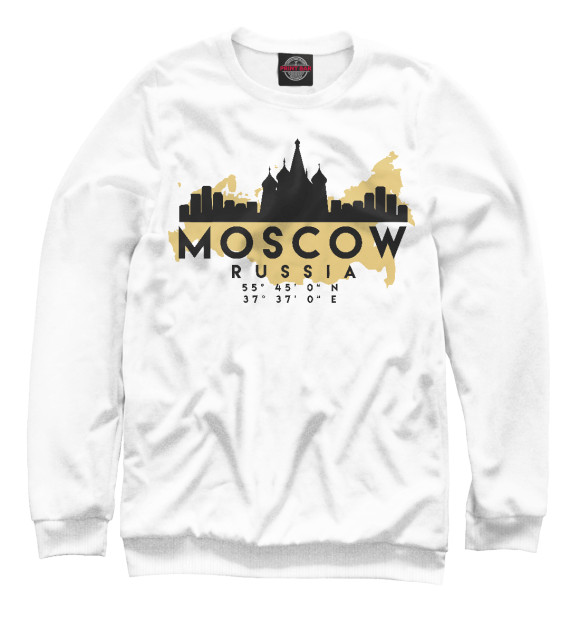 Свитшот для мальчиков с изображением Москва (Россия) цвета Белый