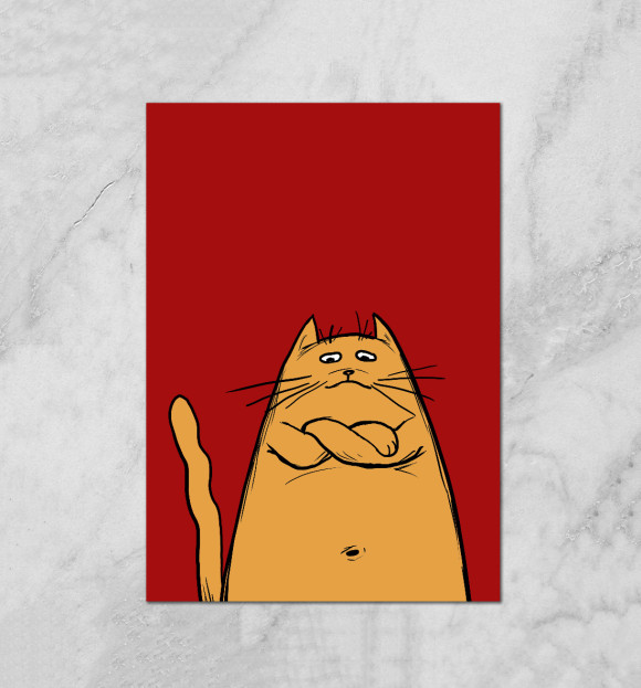 Плакат с притом Серьезный кот цвета Белый Плакат с изображением Серьезный кот цвета Белый