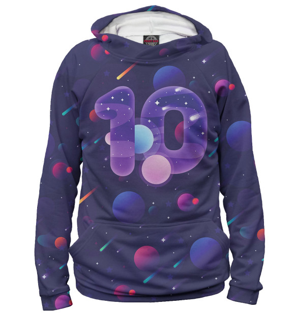 Женское худи с изображением 10 лет цвета Белый