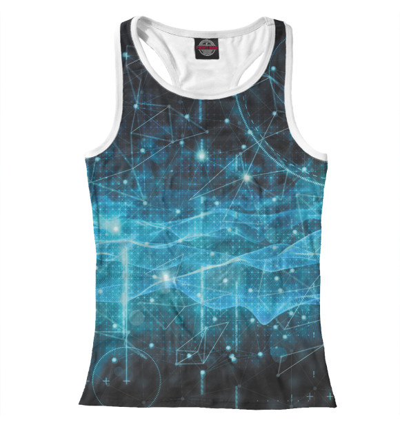 Женская майка-борцовка с изображением Цифровой туман цвета Белый