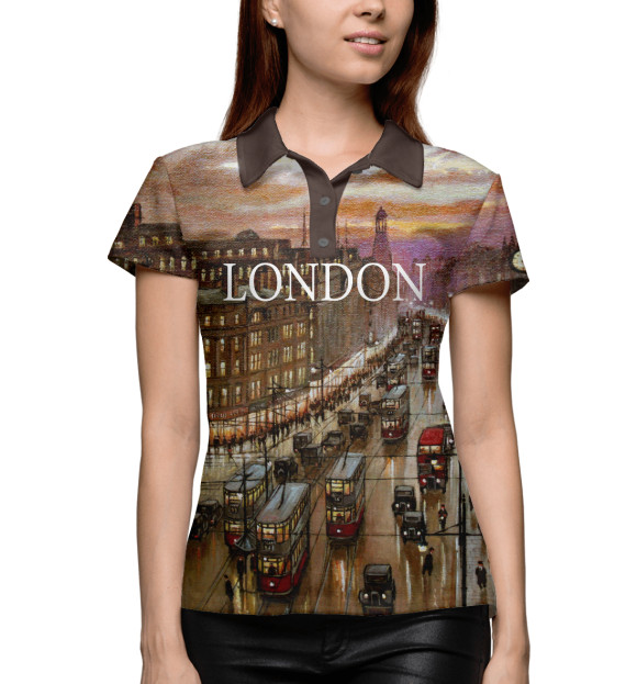 Женское поло с изображением Старый Лондон цвета Белый