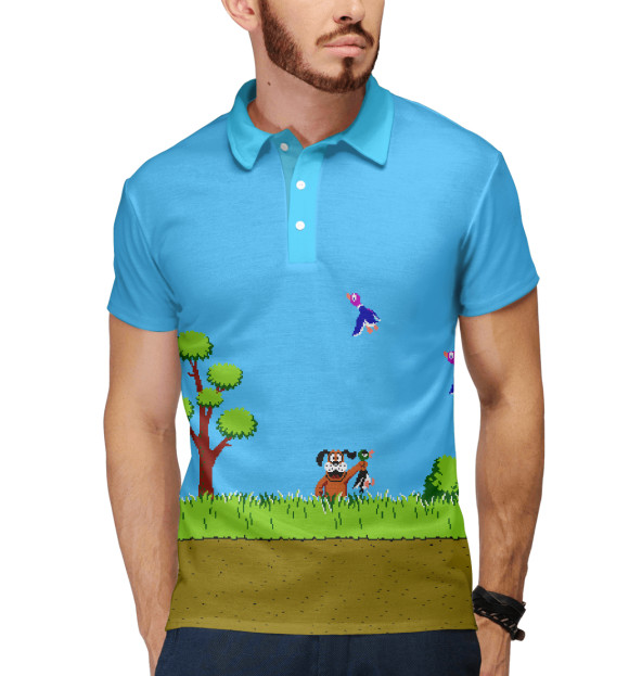 Мужское поло с изображением Duck Hunt цвета Белый