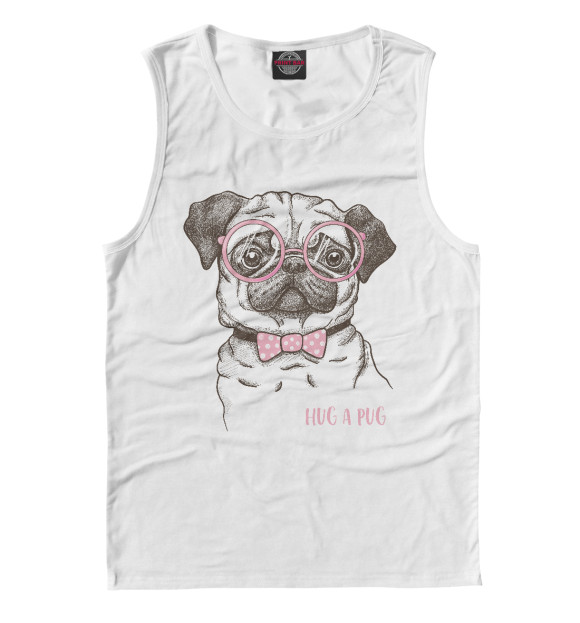 Майка для мальчика с изображением Обними мопса цвета Белый