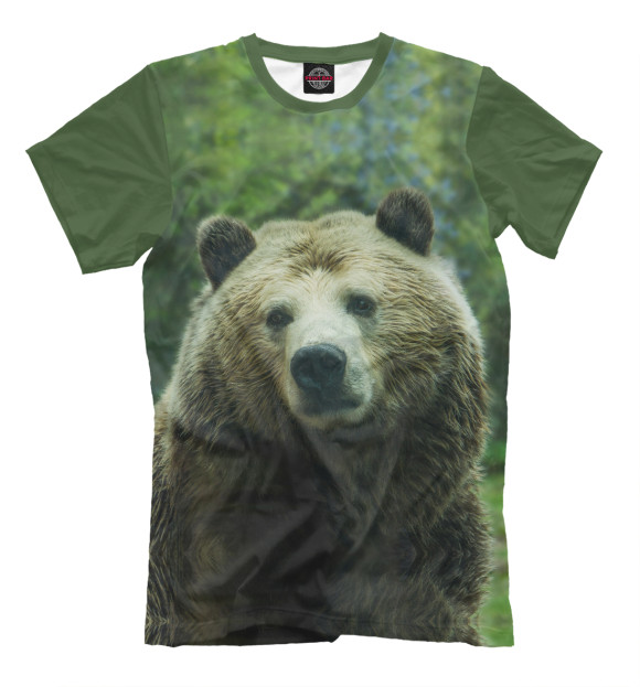 Мужская футболка с изображением Сибирь. Медведь. цвета Серый