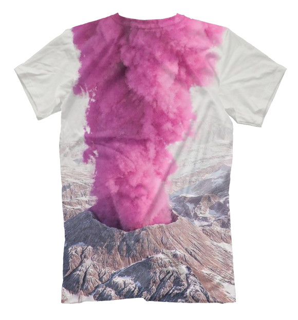 Мужская футболка с изображением Розовый вулкан цвета Белый