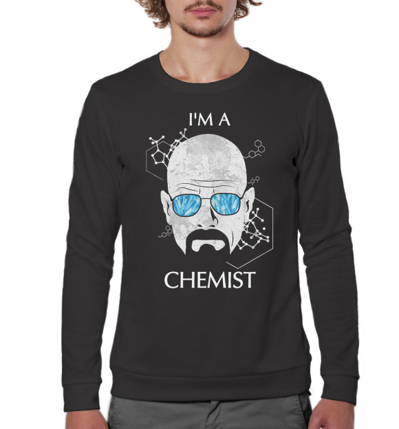 Мужской свитшот с изображением Химия цвета Белый