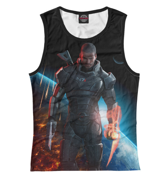 Майка для девочки с изображением Mass Effect — Шепард цвета Белый