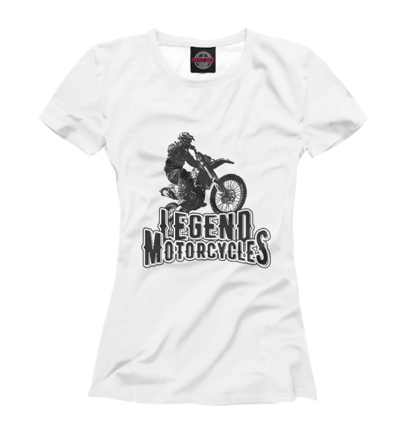 Женская футболка с изображением Legend motorcycles цвета Белый