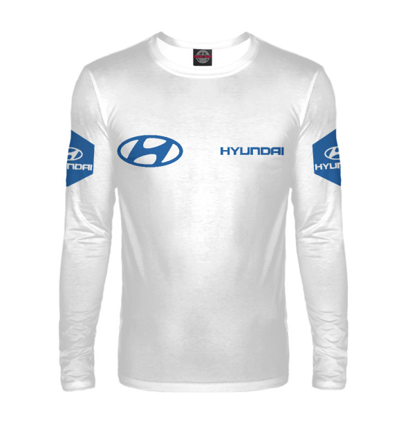 Мужской лонгслив с изображением Hyundai цвета Белый