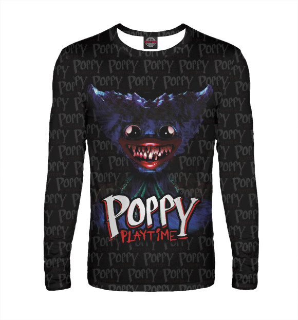 Мужской лонгслив с изображением Poppy Playtime злой Хагги цвета Белый