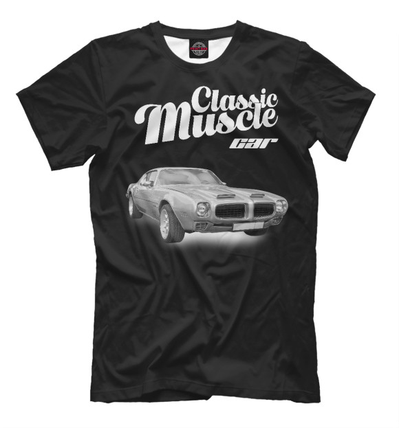Футболка для мальчиков с изображением Classic muscle car (черный фон) цвета Белый