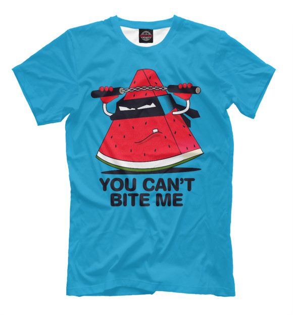 Мужская футболка с изображением You can not bite me цвета Грязно-голубой
