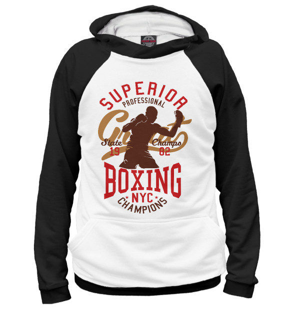 Мужское худи с изображением Boxing цвета Белый