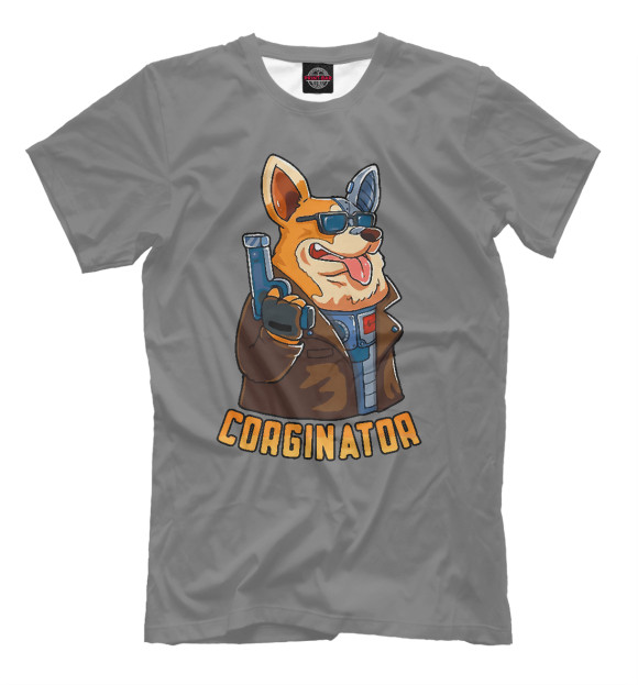 Футболка для мальчиков с изображением Corginator цвета Белый