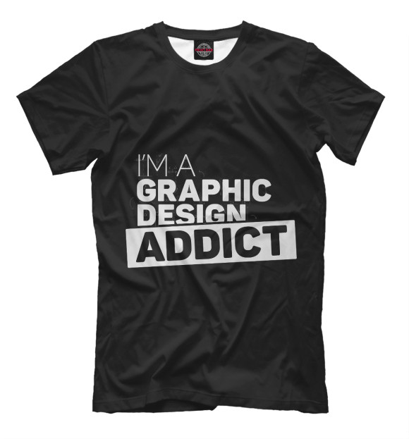 Мужская футболка с изображением Graphic design addict цвета Черный