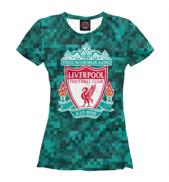 Женская футболка с изображением Liverpool FC Camouflage цвета Белый