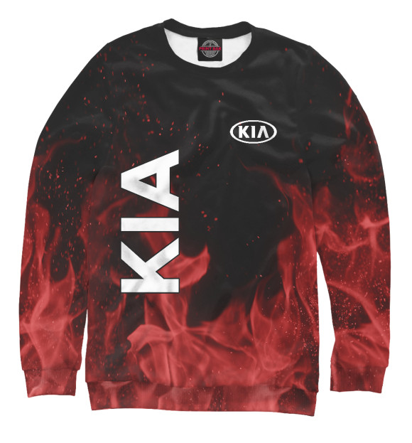 Мужской свитшот с изображением KIA red fire цвета Белый