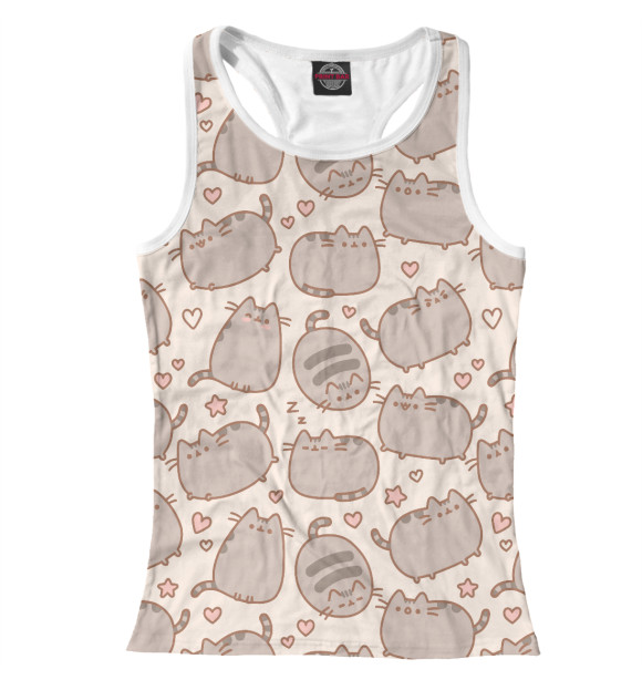 Женская майка-борцовка с изображением Котики цвета Белый