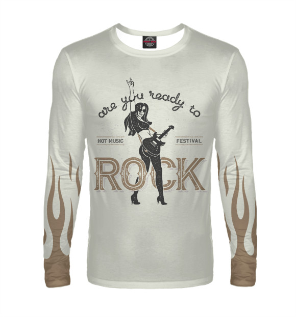 Мужской лонгслив с изображением Rock цвета Белый