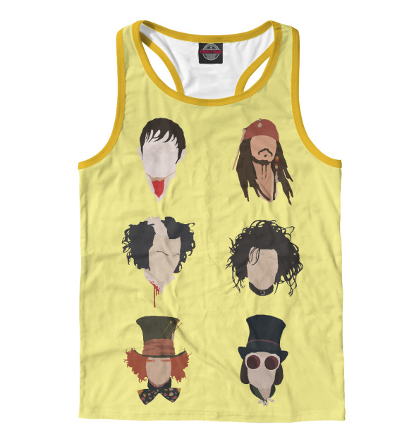 Мужская майка-борцовка с изображением Персонажи Джонни Деппа цвета Белый