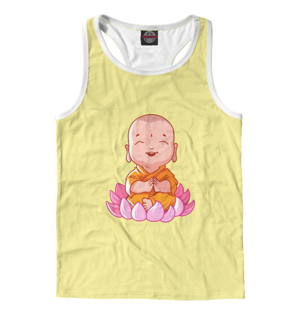 Мужская майка-борцовка с изображением Маленький Будда цвета Белый