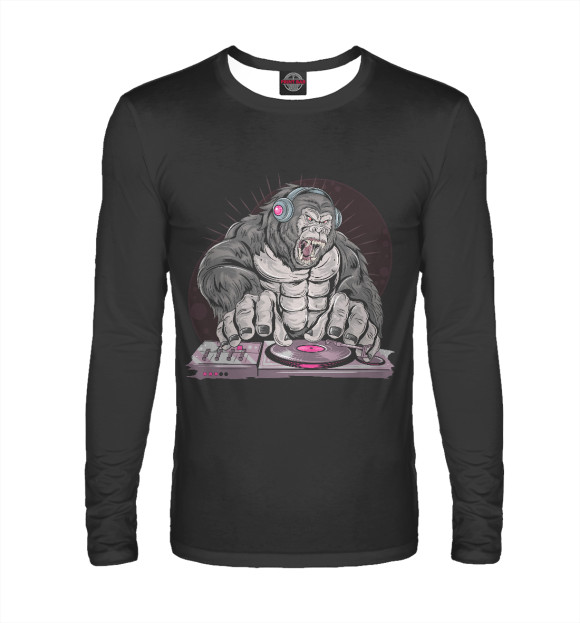 Мужской лонгслив с изображением DJ Gorilla цвета Белый
