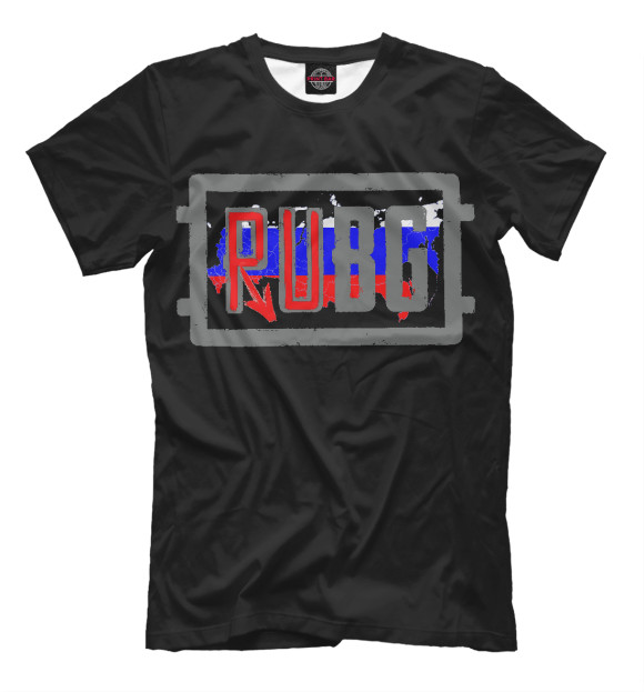 Мужская футболка с изображением PUBG RU black цвета Черный