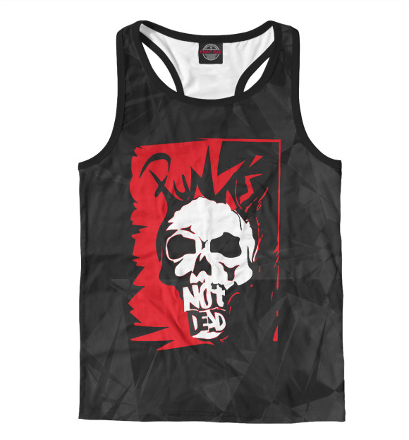 Мужская майка-борцовка с изображением Punk's not dead цвета Белый