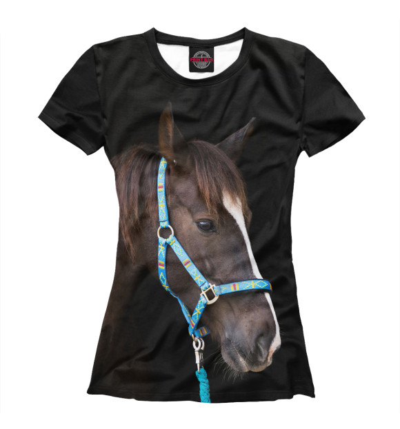 Женская футболка с изображением Лошадь цвета Белый