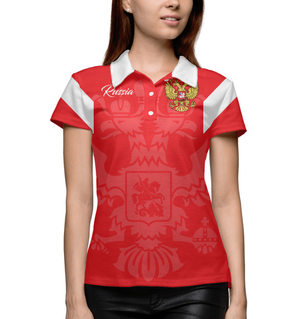 Женское поло с изображением Россия цвета Белый