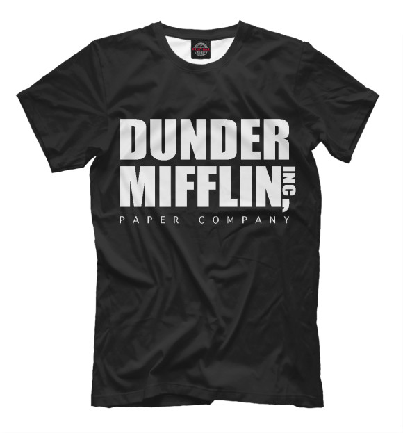 Мужская футболка с изображением Dunder Mifflin цвета Черный