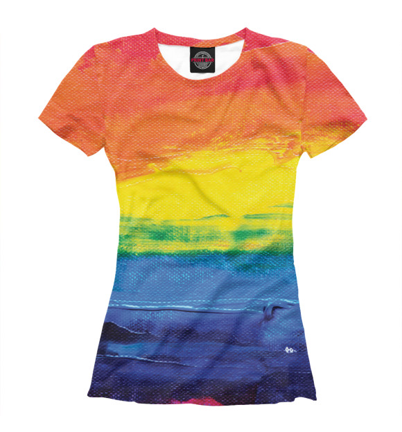 Женская футболка с изображением Краски радуга цвета Белый