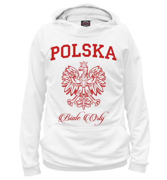 Мужское худи с изображением Польша цвета Белый