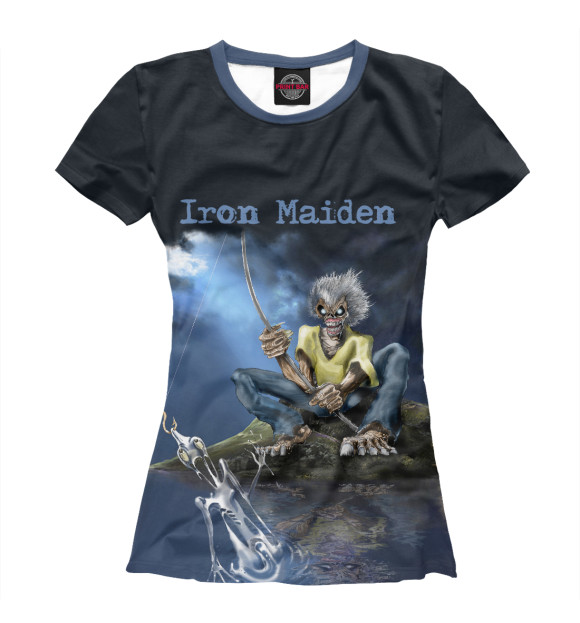 Женская футболка с изображением iron maiden bands groups цвета Белый