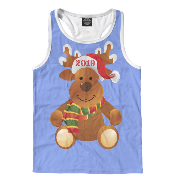 Мужская майка-борцовка с изображением Новый год цвета Белый