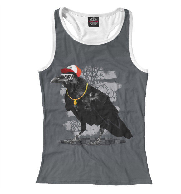 Женская майка-борцовка с изображением Hip-hop raven цвета Белый