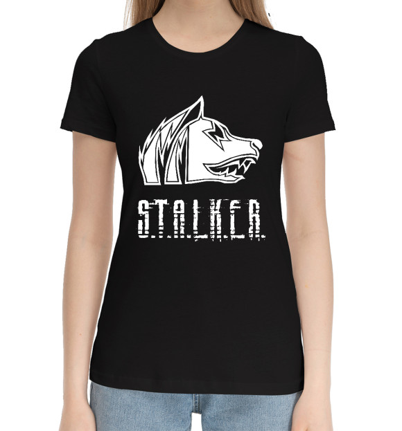 Женская хлопковая футболка с изображением S.T.A.L.K.E.R. цвета Черный