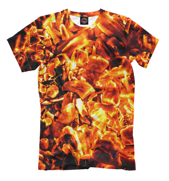 Мужская футболка с изображением Яркий огонь цвета Молочно-белый