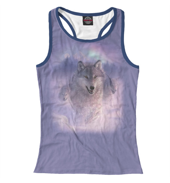 Женская майка-борцовка с изображением Волки цвета Белый