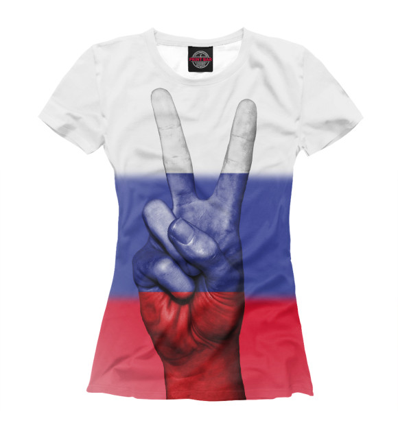 Женская футболка с изображением Флаг России цвета Белый