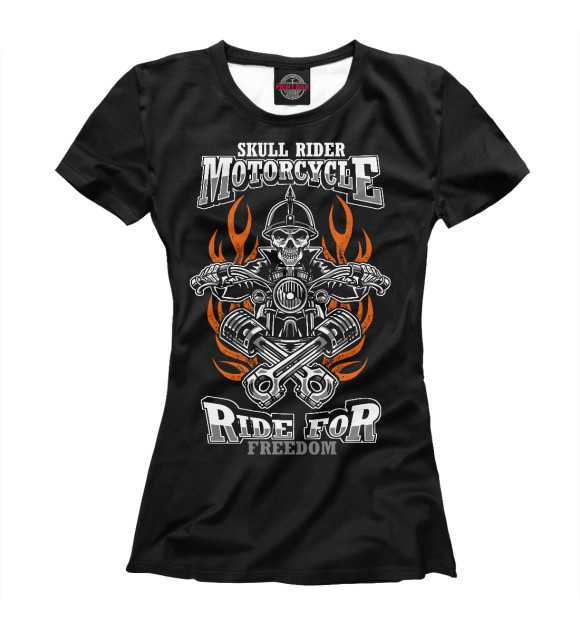 Женская футболка с изображением Skull rider цвета Белый