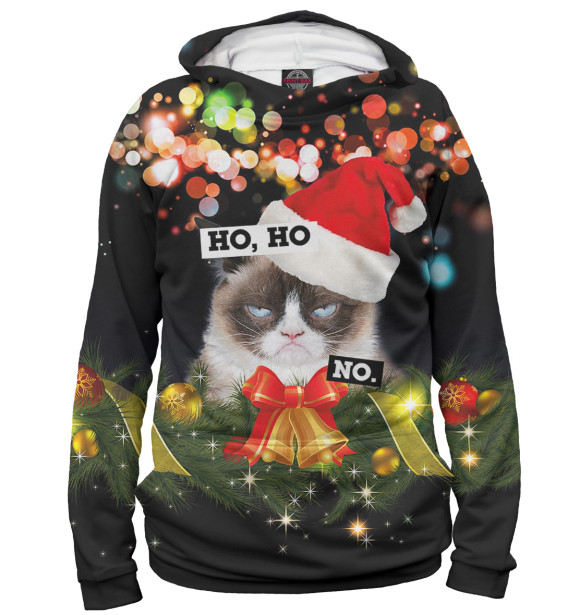 Мужское худи с изображением Ho, Ho, No. цвета Белый