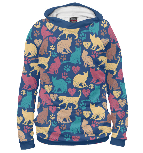 Женское худи с изображением Love Cats Pets! цвета Белый