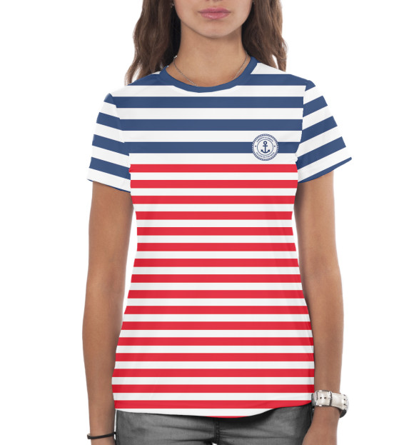 Женская футболка с изображением Тельняшка цвета Белый