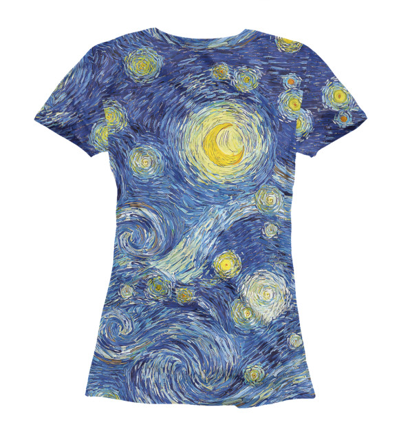 Женская футболка с изображением Звездное небо Ван Гога цвета Белый