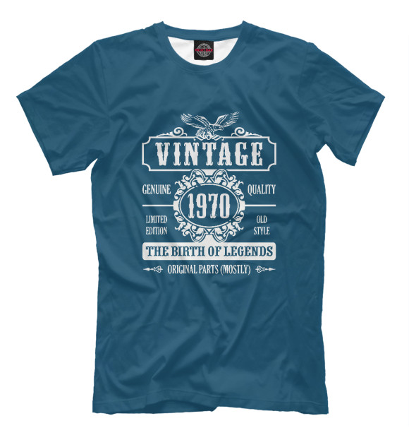 Футболка для мальчиков с изображением Vintage 1970 цвета Белый