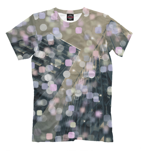 Футболка для мальчиков с изображением Москва ночная - современная архитектура цвета Серый