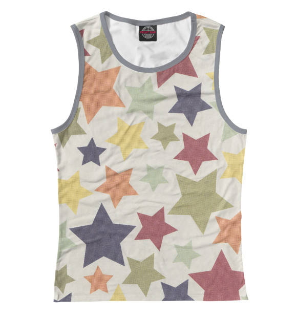 Женская майка с изображением Цветные звезды цвета Белый