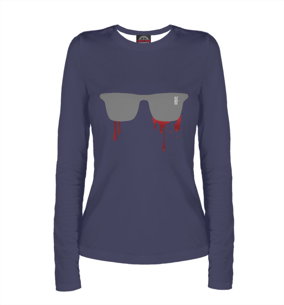 Женский лонгслив с притом Лопнули глаза цвета Белый Женский лонгслив с изображением Лопнули глаза цвета Белый